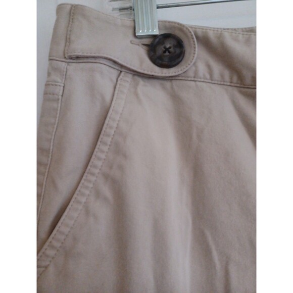 Talbots vintage wide leg khaki pants 10 cotton stretch pockets button accents - Picture 2 of 10